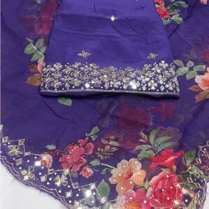 Elegant Purple Floral Women's Suit